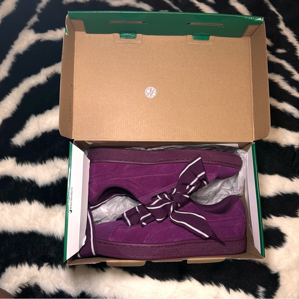 Dark Purple Puma Suede Heart Satin Wn’s Sneakers
